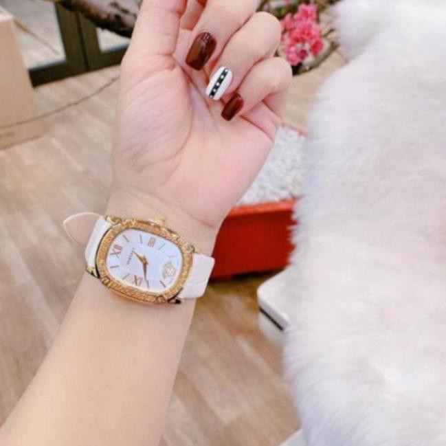 Đồng hồ nữ versace dây da, viền mặt thép tinh tế, siêu bền bảo hành 12 tháng