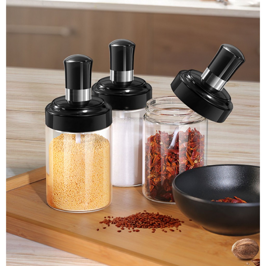 Bộ 3 Lọ đựng gia vị thủy tinh,kèm muỗng | BigBuy360 - bigbuy360.vn