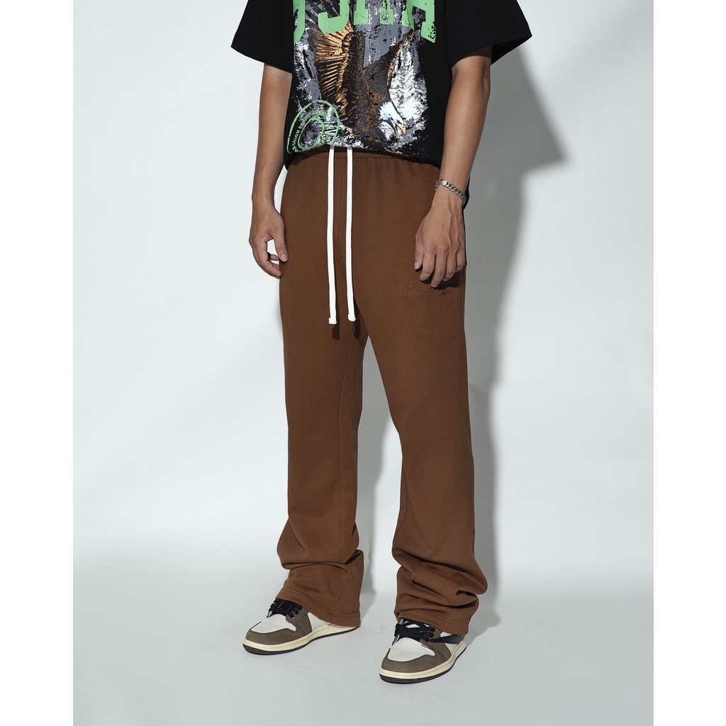 Quần dài 365 SEASONAL TRACK PANTS - BROWN màu nâu, nỉ chân cua cotton 100% 440GSM