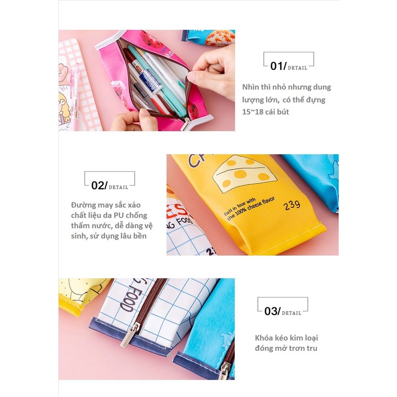 Túi đựng bút , hộp bút cute Chimi HT041 thiết kế kiểu dáng gói đồ ăn nhanh nhiều mẫu lựa chọn