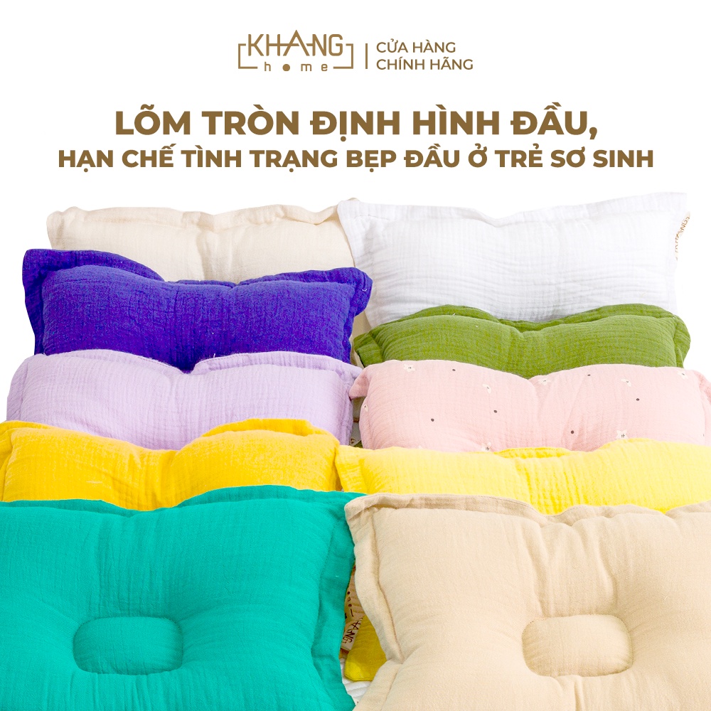 Gối Nằm Vải Muslin Định Hình Đầu Cho Bé Sơ Sinh Vải Xô Khang Home - Vải Muslin Hàn Cao Cấp, Thoáng Mát Và Thấm Hút Nhanh