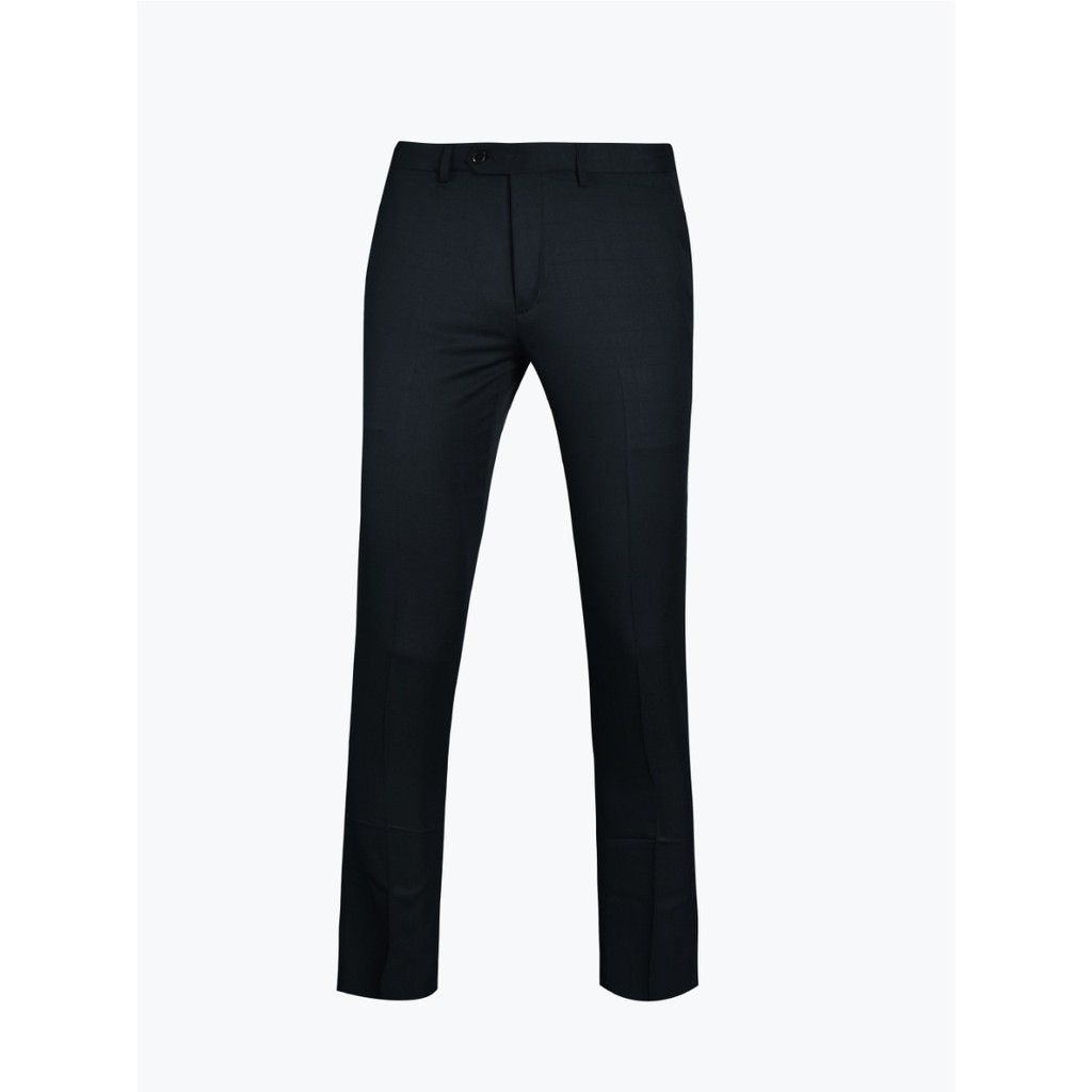 Quần âu owen màu xanh navy caro chìm slim fit tăng đơ 2 cạp vải nano QST22765