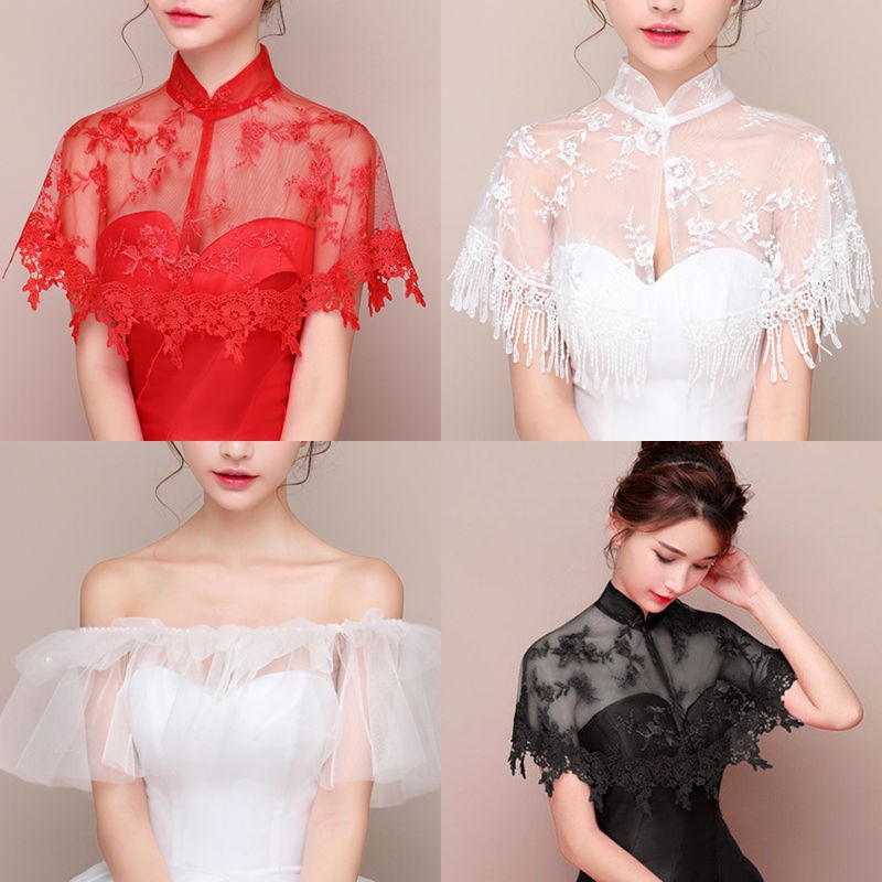 Đầm Phù Dâu Trễ Vai Phối Ren Màu Đỏ Đen Sang Trọng