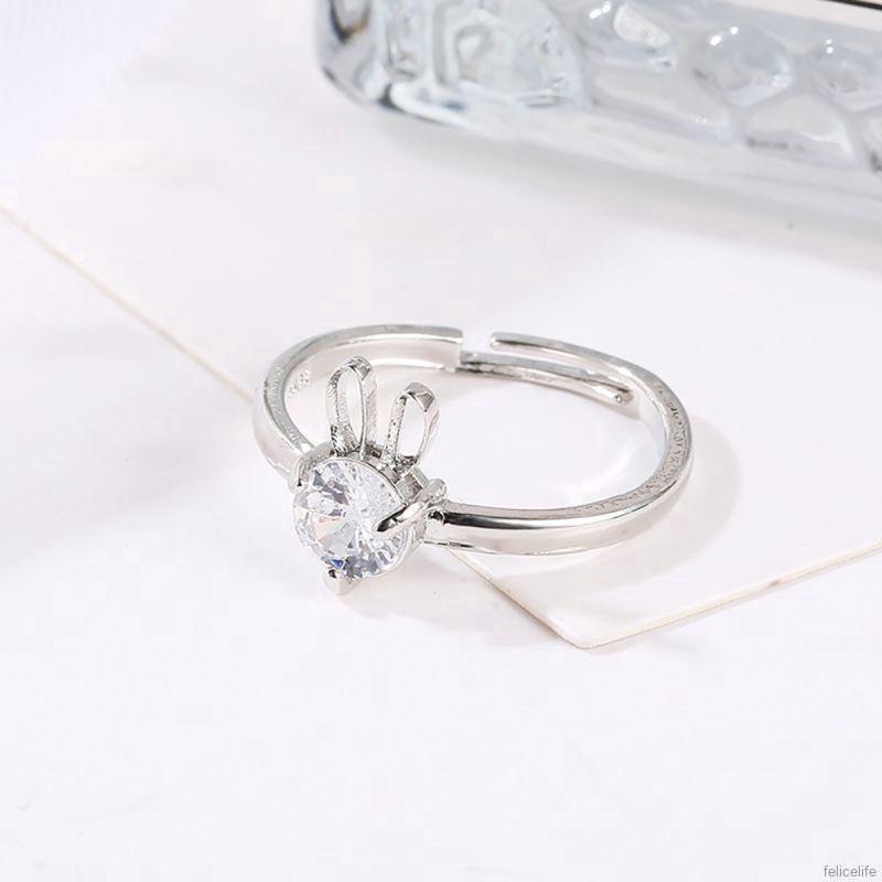 Nhẫn đồng đính đá kiểu dáng cổ điển dễ thương