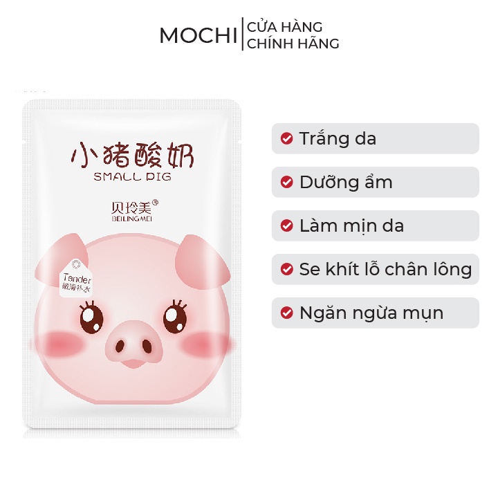 Mặt Nạ Sữa Tươi Dưỡng Trắng Da l Cấp Ẩm l Ngừa Mụn Mask Giấy Heo Pig Beiling Mei Cao Cấp Nội Địa Trung MOCHI SHOP