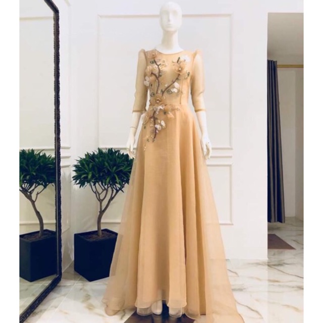 Đầm maxi dự tiệc kết hoa nổi TRIPBLE T DRESS-Size M/L(kèm ảnh/video thật)MS45V