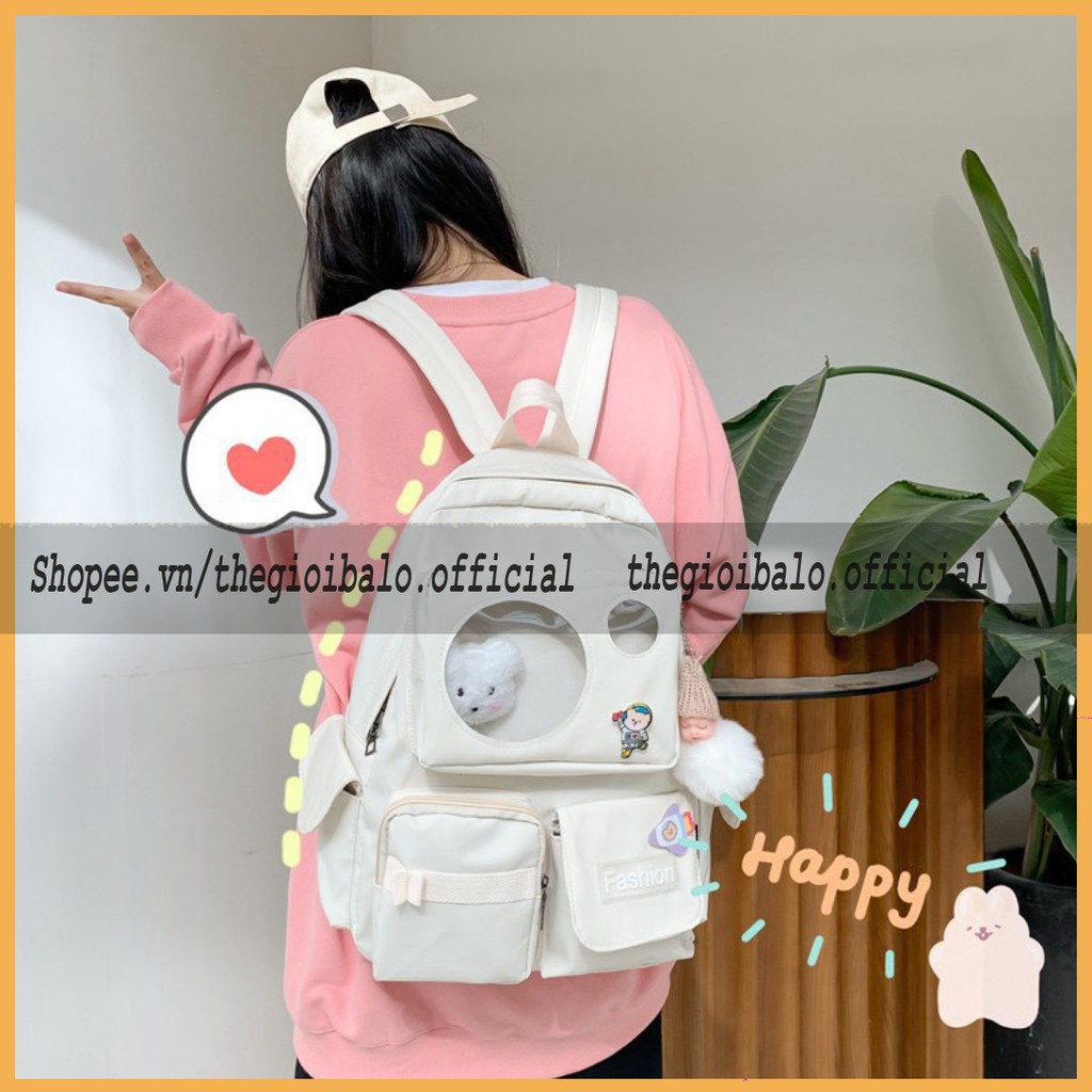 Balo cặp ulzzang basic nữ thời trang ( ko kèm gấu)đi học đi chơi du lịch giá rẻ vừa laptop canvas CHỐNG NƯỚC | thegioiba