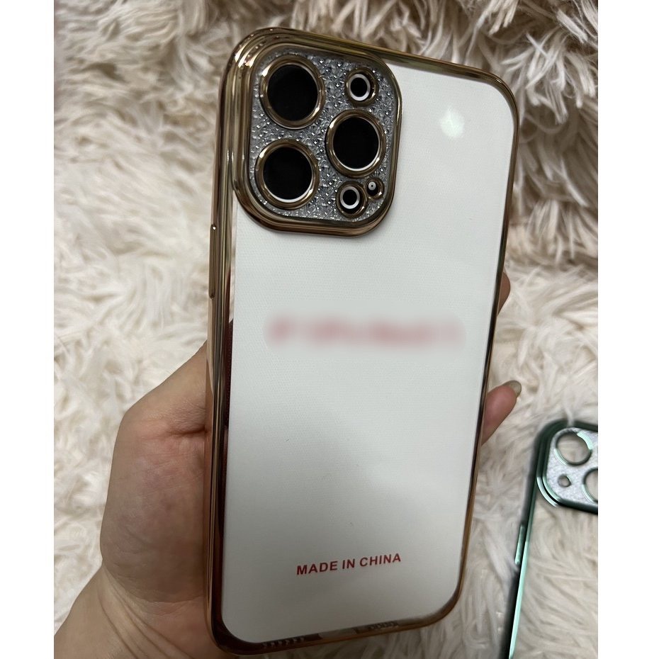 VIỀN VUÔNGỐp Điện Thoại KF TPU Mềm Họa Tiết Kim Cương Lấp Lánh BẢO VỆ CAMERA Cho iPhone 7 8 X XS 11 12 13 PLUS PRO MAX