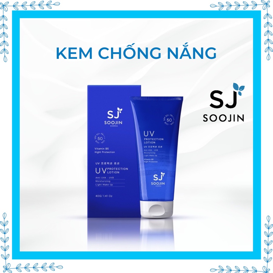 Kem chống nắng vật lý SOOJIN COSMETIC cho da mặt dầu mụn thâm nám nhạy cảm, nâng tone dưỡng ẩm trang điểm trắng da