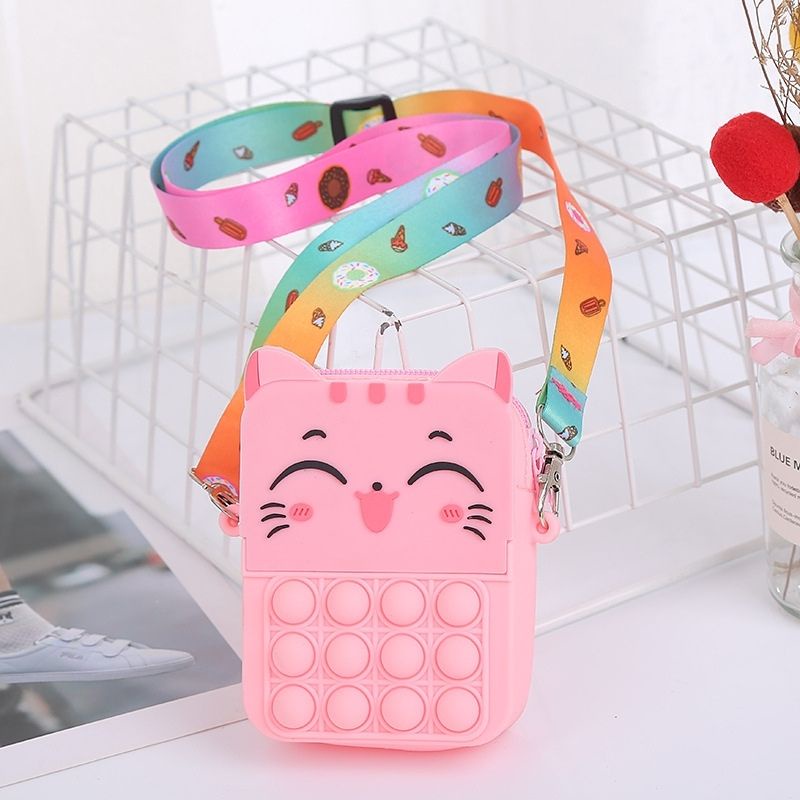 Pop it Túi AIQ Store Đeo Chéo Mèo Con dễ thương xinh xắn, Pop it Bag Túi xách kiểu đồ chơi nhấn bóp bong bóng giảm căng