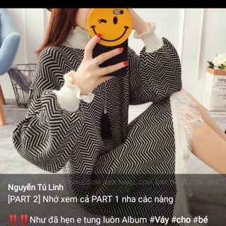 Váy đen kẻ tay bèo