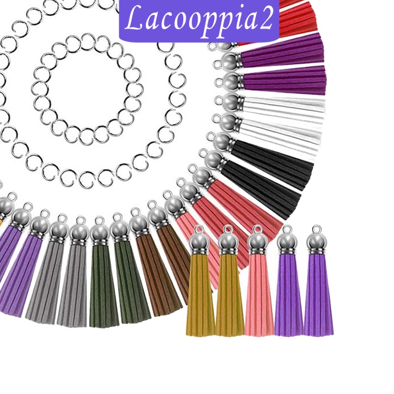 [LACOOPPIA2] 50pcs Tassel Leather Fringe Keychain Pendant DIY Jewelry Cellphone Straps