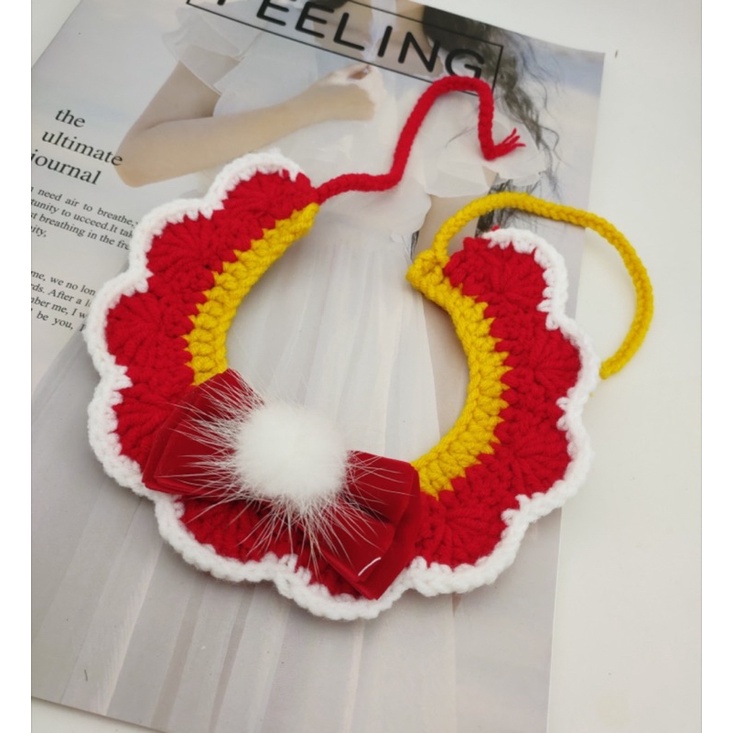 Yếm nơ nhung đỏ cho thú cưng đón Tết