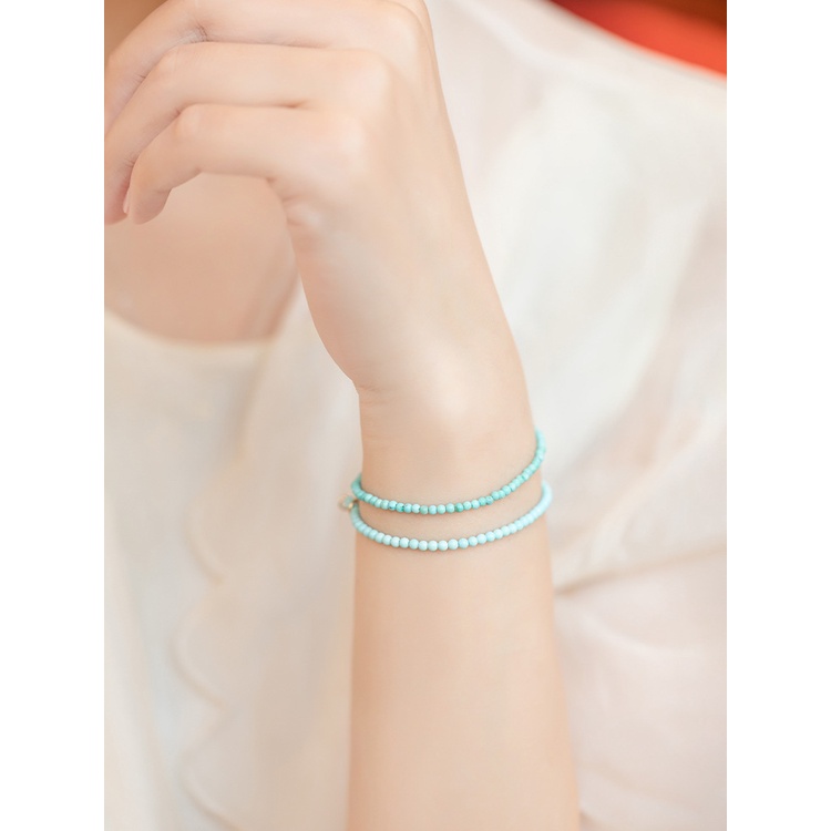 [Hàng Mới Về] Vòng Đeo Tay Chuỗi Hạt Ngọc Lam Tròn Nhỏ Tươi Mới Thời Trang Xuân Hè Cho Nữ