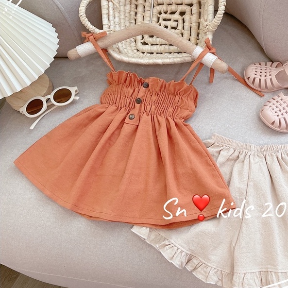 Bộ 2 dây chun ngực đính khuy cho bé gái xịn sò 8-20kg