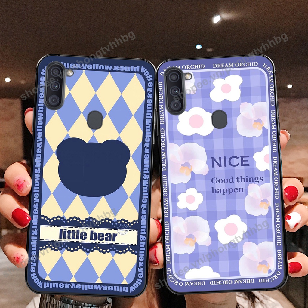 Ốp lưng Samsung A11 / M11 in mẫu gấu bo viền , smile mặt cười cực cute đẹp
