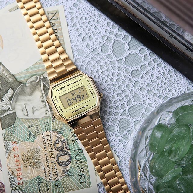 Đồng Hồ Nam Casio A168WEGM Chính Hãng -9 Dây Kim Loại Mạ Vàng - Tuổi Thọ Pin 7 Năm