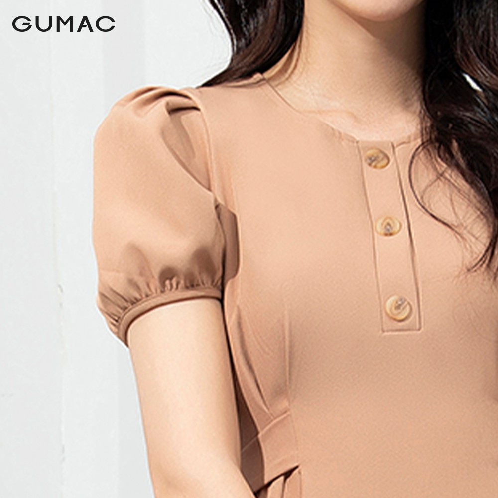 [Mã WAGU12 giảm 20% tối đa 50k đơn 150k] Đầm A dây nơ eo GUMAC DA9245 | BigBuy360 - bigbuy360.vn
