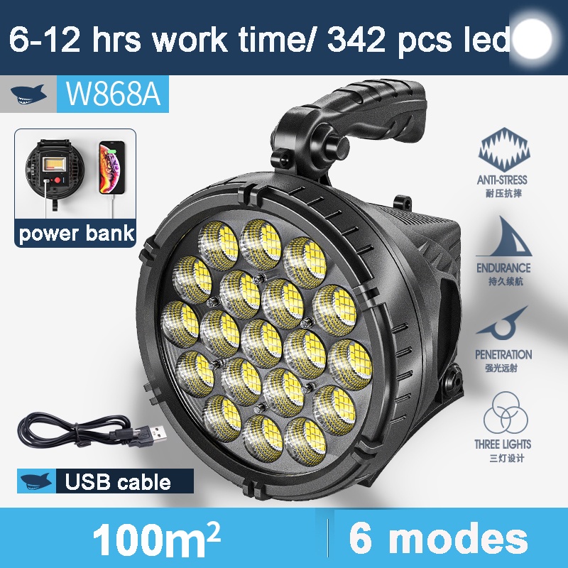 SMILING SHARK Đèn pin cầm tay W86 10000LM siêu sáng sạc lại được tiện lợi