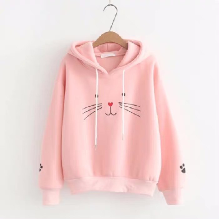 ÁO HOODIE NÓN NỮ (MẶT MÈO ) FREESIZE 1 CỠ FORM DÁNG RỘNG DƯỚI 65KG MẶC VỪA K21 | BigBuy360 - bigbuy360.vn