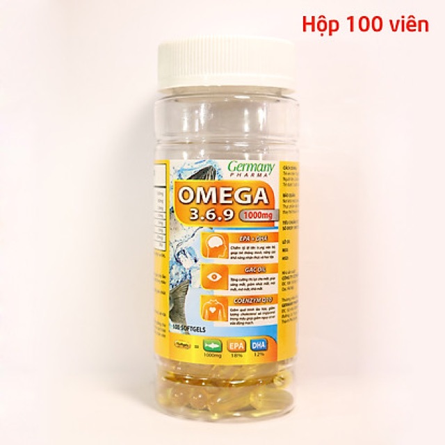 Viên dầu cá Omega 3 6 9 Fish oil Bổ não, sáng mắt, khỏe mạnh tim mạch, tăng cường trí nhớ - Hộp 100 viên