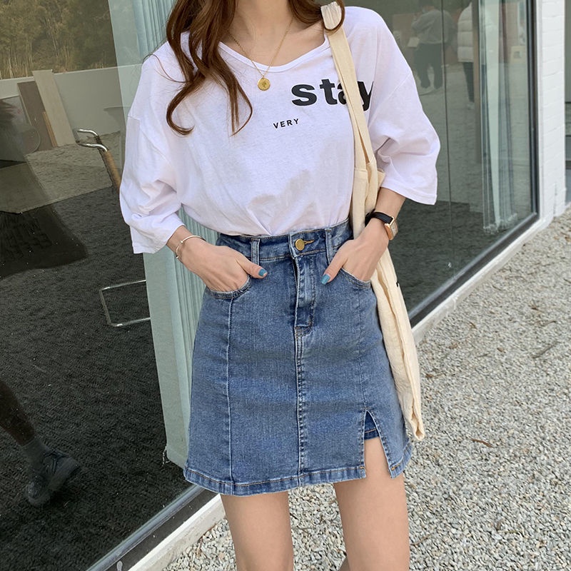 Chân váy jean Ngắn Lưng Cao Mẫu Mới 2022 Thời Trang Mùa Hè Cho Nữ
