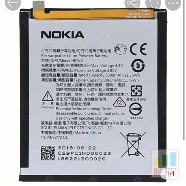 Pin xịn cho máy Nokia X6 2018 mới 100% HE342