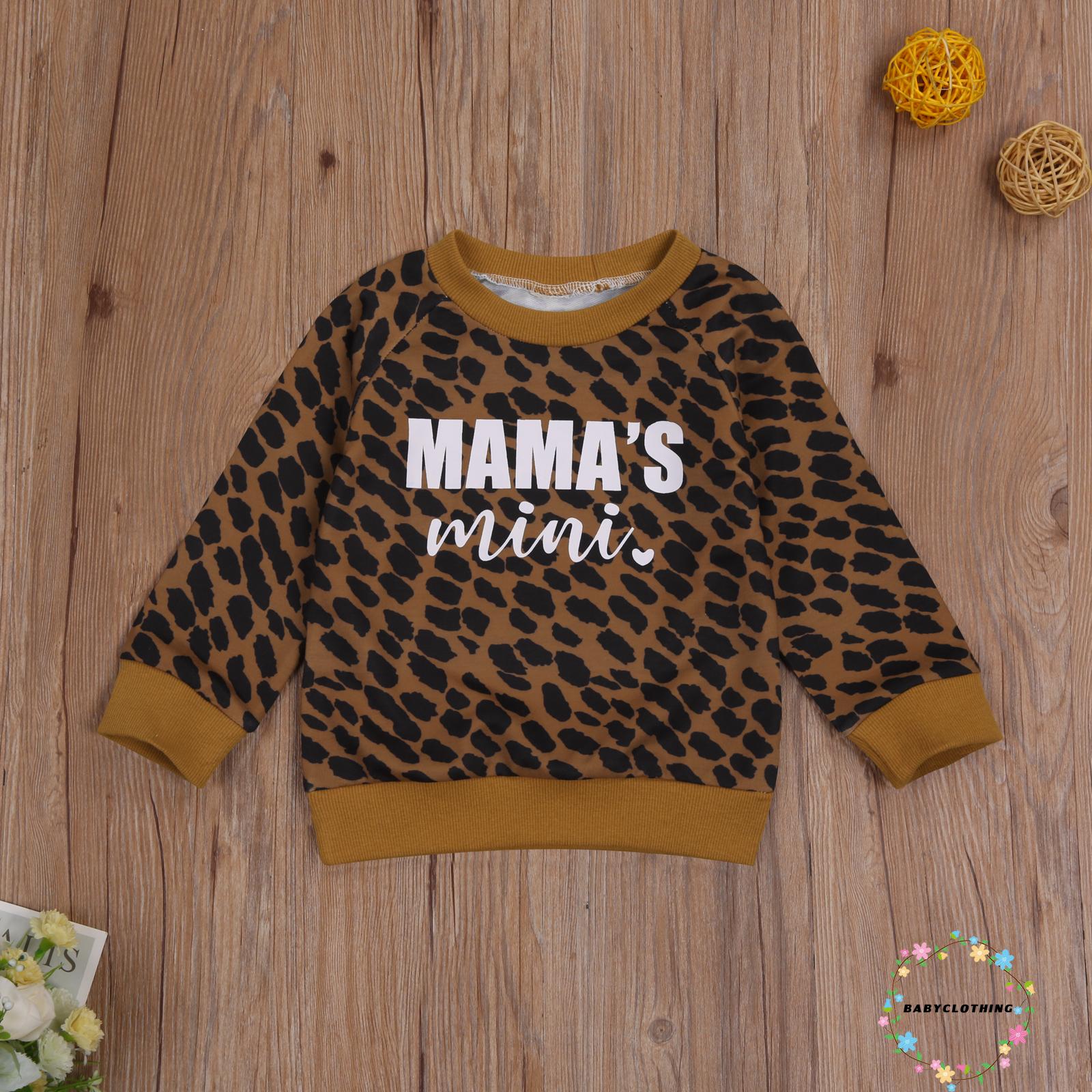 BBCQ-Children´s Leopard Printed Pullover Sweater, Long Sleeve Round Neck Casual Top for Spring, Autumn and Winter