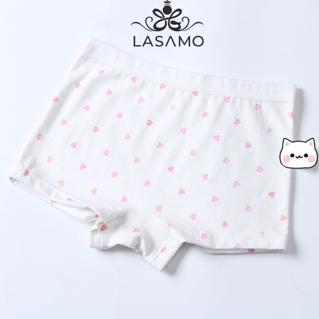 Set 4 chiếc quần chip bé gái, quần lót cho bé gái cotton cao cấp họa tiết Trái tim dễ thương hãng LASAMO mã QLB002