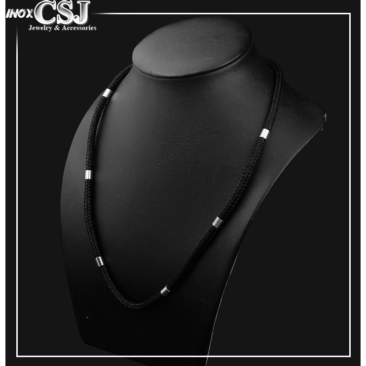 DÂY CHUYỀN DÙ THÁI MÀU ĐEN BỌC KHOEN INOX CAO CẤP RẺ, ĐẸP, CHẤT