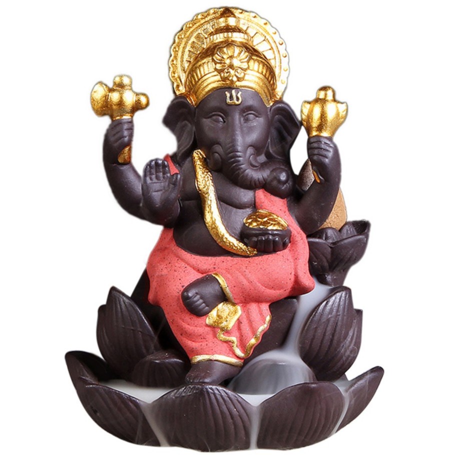 Ganesha Backflow Incense Burner Elephant God Emblem Auspicious and Success Ceramic Incense Holder Aroma Censer Home Decor Crafts