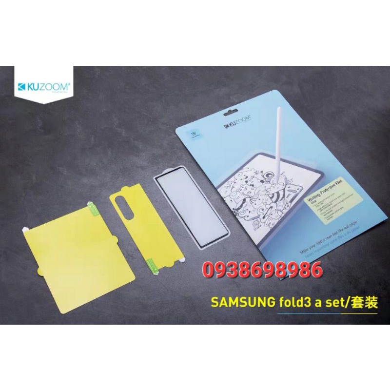 Bộ 3 Miếng dán Kính + Dẻo Kuzoom cho Samsung Galaxy Z fold 4 / Z Fold 3 5G mặt trước, mặt sau bảo vệ máy tốt