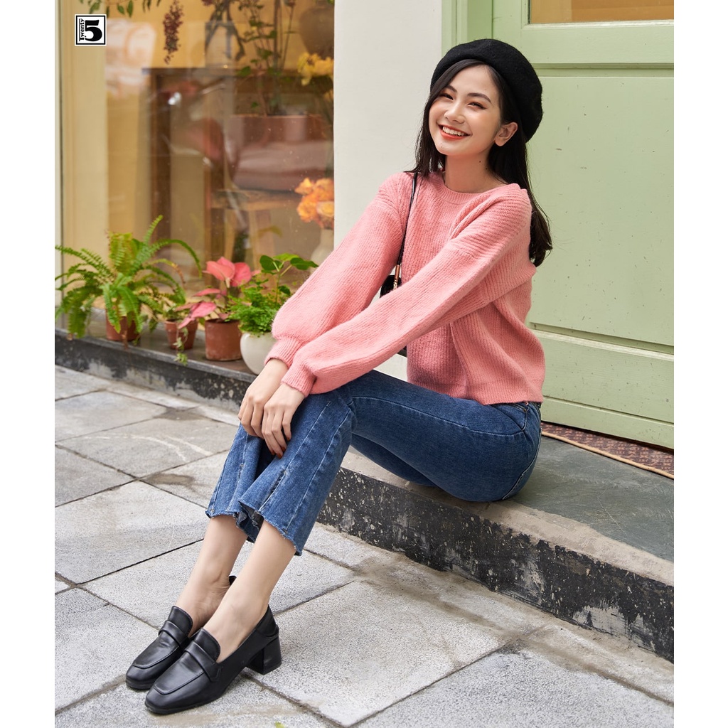 Áo len tay bồng nữ, cổ tròn dáng ngắn Twentyfive 3513 | BigBuy360 - bigbuy360.vn