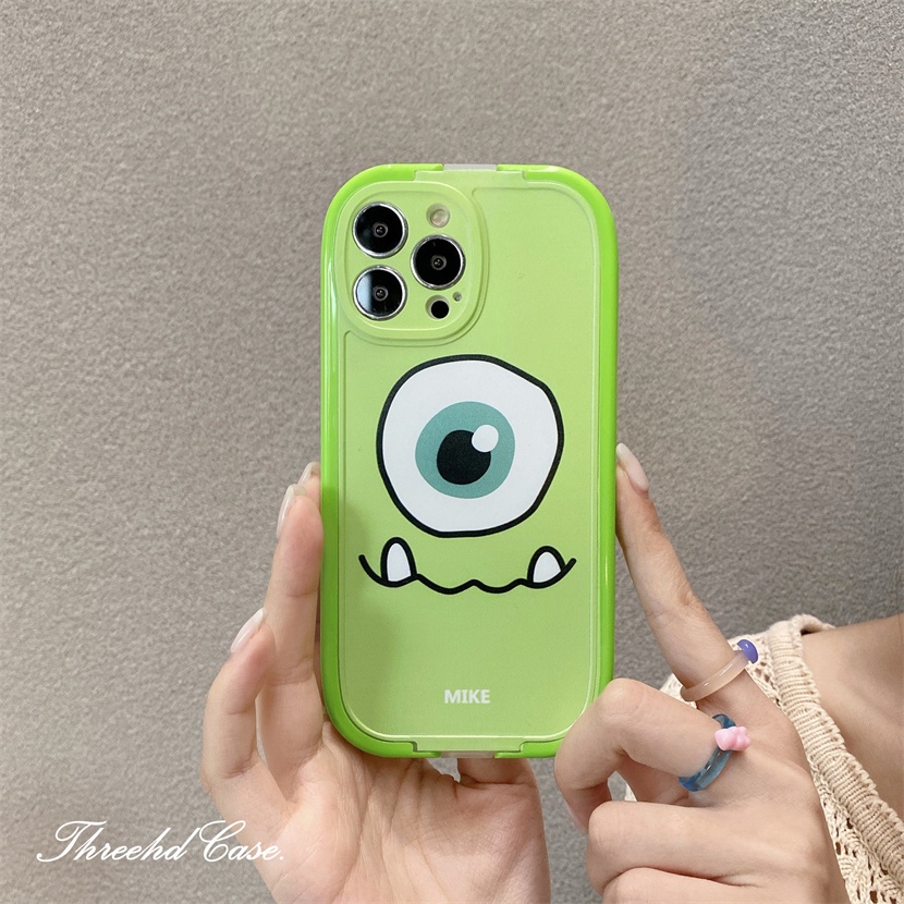 Ốp Điện Thoại TPU Mềm Họa Tiết Quái Vật Mắt To Kèm Giá Đỡ Cho iPhone 14 13 12 11 Pro Max SE2020 X XR Xs Max 7 8 Plus