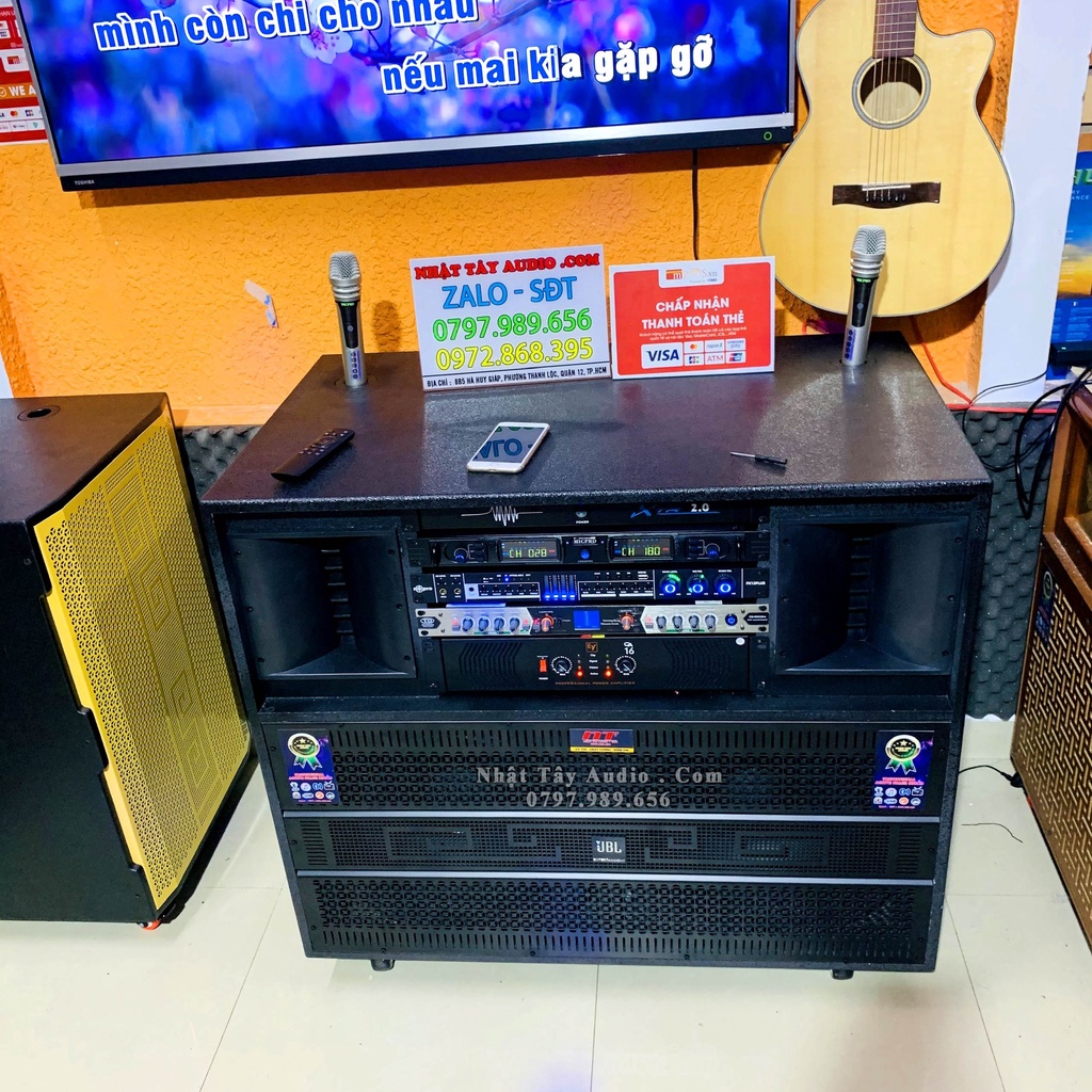 Thùng loa kéo điện bass đôi NT 1006 FX , Dàn âm thanh karaoke di động công suất lớn cao cấp