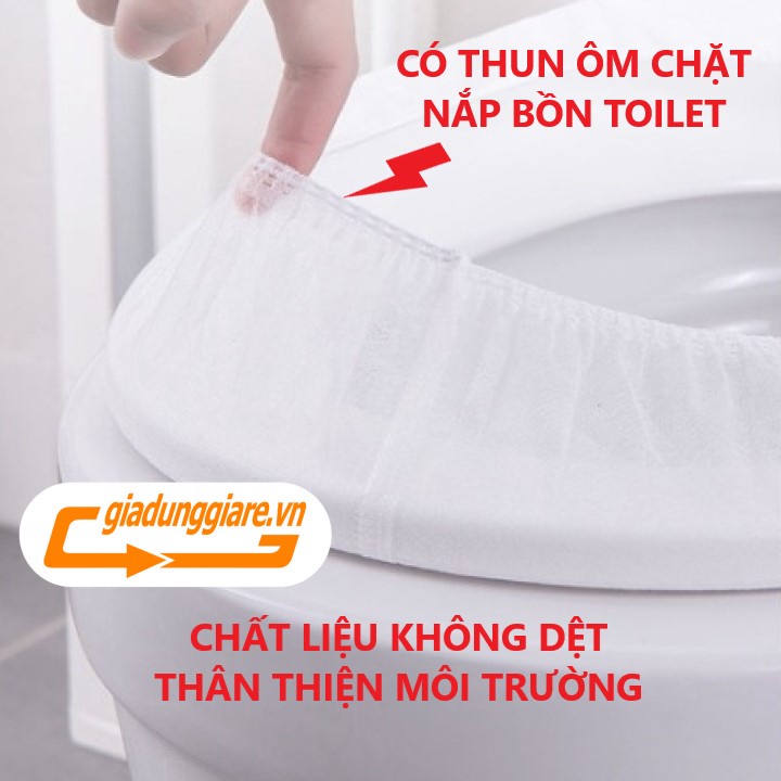 (Gói 10 cái) Bọc lót nắp bồn cầu toilet dùng gia đình sạch sẽ không thấm nước tiện mang theo văn phòng du lịch đi học