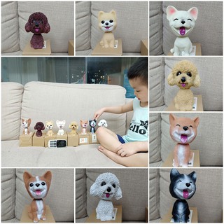 Tượng chó Poodle lúc lắc đầu để taplo xe ô tô, bàn làm việc, làm quà tặng