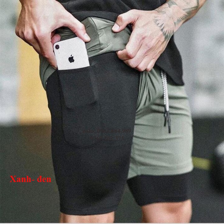 Quần tập GYM 2 lớp cho anh em AN.01 chất thun co dãn đep chơi thể thao