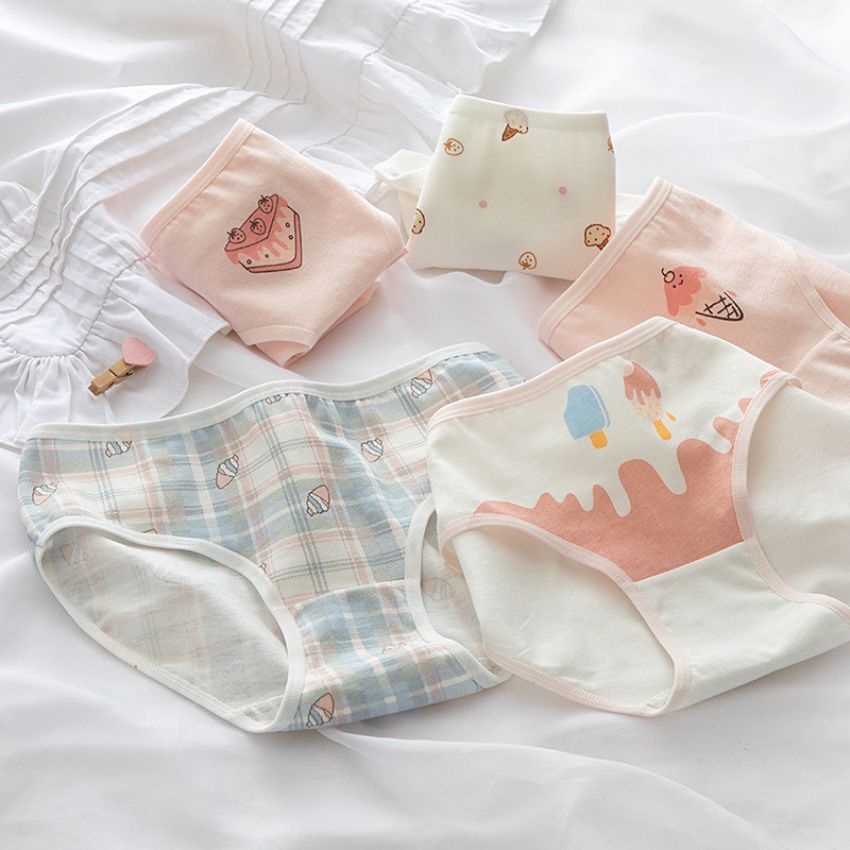 Quần lót nữ cotton xinh xắn, quần chíp siêu đáng yêu với họa tiết đồ ngọt Bellar_bra L211