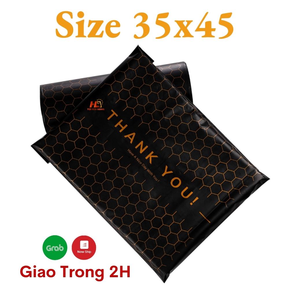 Túi gói hàng màu đen in thank you 2 mặt chất lượng cao cấp size 35x45 TUIGOIHANGHL