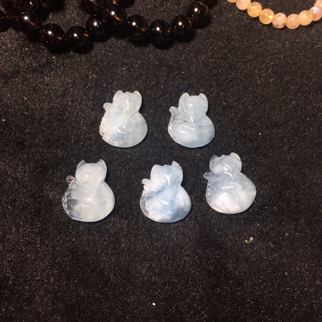 Hồ ly aquamarine mặt dâu chuyền- vòng tay nhẫn