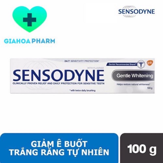 Sensodyne Gentle Whitening (CHÍNH HÃNG) - Kem đánh răng làm trắng sáng răng tự nhiên, giảm ê buốt 24/7, loại mảng bám