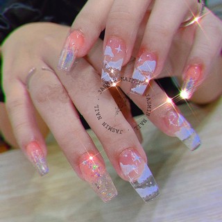 [Mã NHUQAD giảm 10% đơn 100k][NAIL BOX] Nailbox móng úp thiết kế sẵn mẫu trong veo nhũ hologram