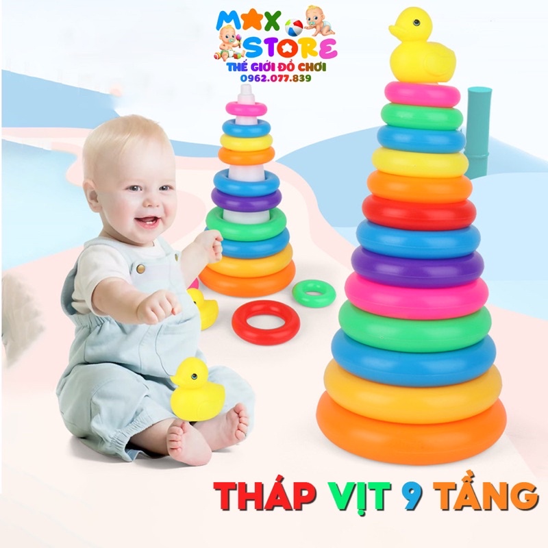 Đồ Chơi Tháp Vịt Xếp 9 Tầng 13 Tầng Size Lớn Nhiều Màu Sắc Bằng Nhựa