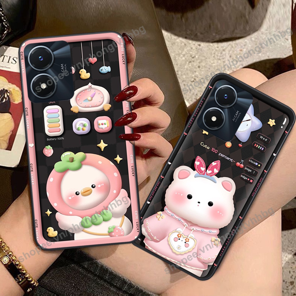 Ốp lưng Vivo Y01 - Vivo Y02S gấu,thỏ trắng , đồng hồ dễ thương cute cực đẹp