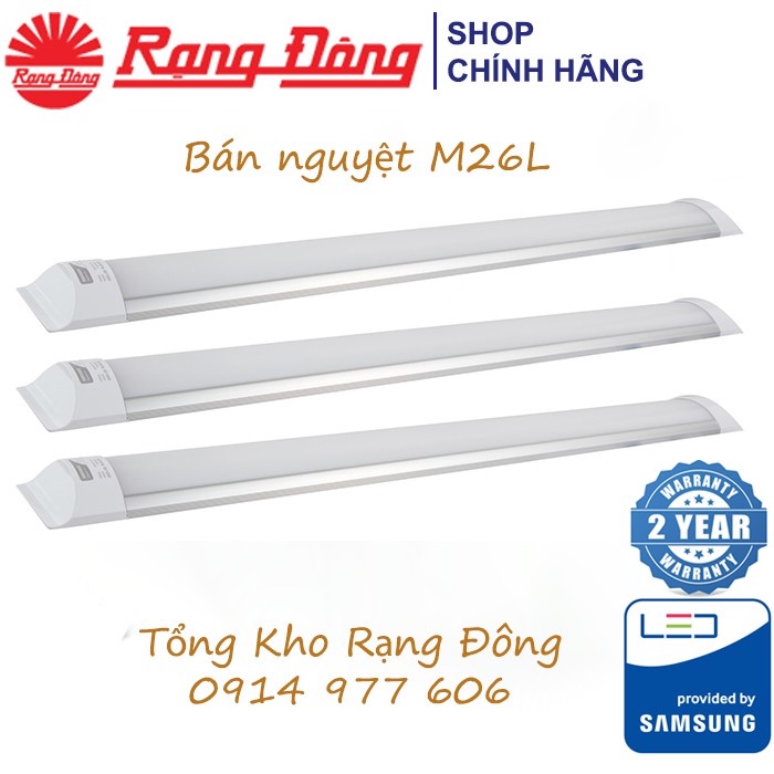 Đèn LED Bán nguyệt Nổi trần Rạng Đông M26 1.2 mét, 0.6 mét BẢO HÀNH ĐỔI MỚI 2 NĂM