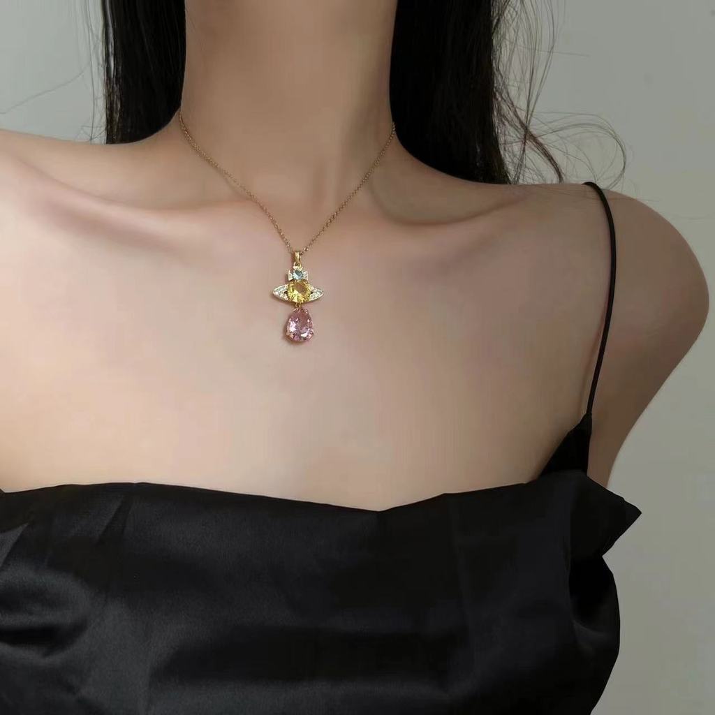 Toàn Bộ Dây Chuyền Đính Đá zircon Hình Giọt Nước Sang Trọng Phong Cách retro