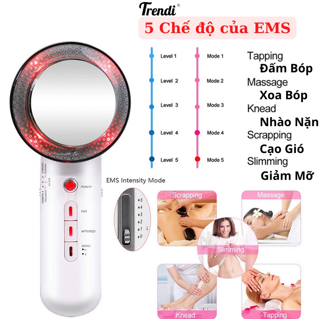 Máy Massage Giảm Mỡ Bụng Đùi Mông Cầm Tay - Giảm Mỡ sử dụng công nghệ Sóng Âm Sonic và điện châm EMS - BH 6 Tháng