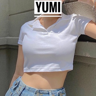 Áo Croptop Polo Nữ Tay Ngắn Dáng Ôm YUMI BÁN SỈ Chất borzip siêu đẹp