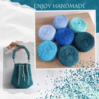 Dây thừng macrame cotton tông xanh dương 3 xoắn, 3mm / 5mm, 0.5 kg